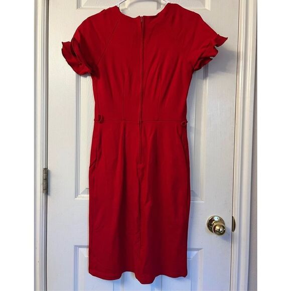 Brigitte Brianna Red Ruffle Sleeve Holiday Dress Made in USA Women’s Medium - Picture 4 of 7